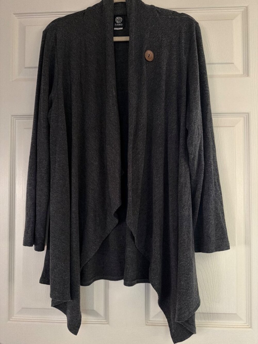 Bobeau Womens Charcoal Gray Open Front Cardigan With Single Button Accent 1X